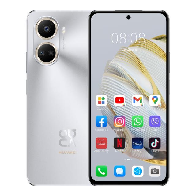 Мобилен телефон Huawei Nova 10 SE Silver, BNE-LX1, 6.67", 2400x1080, Qualcomm Snapdragon 680 4G, 8GB, 128GB, Camera 108+8+2MP/ Front 16MP, 4500mAh, FPT, BT 5.0, USB Type-C 2.0, HMS, EMUI 12