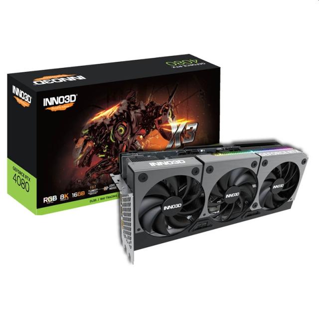 Видео карта Inno3D Nvidia GeForce RTX 4080 X3 16GB GDDR6X, 256-bit, PCI-E 4.0, DisplayPort, HDMI