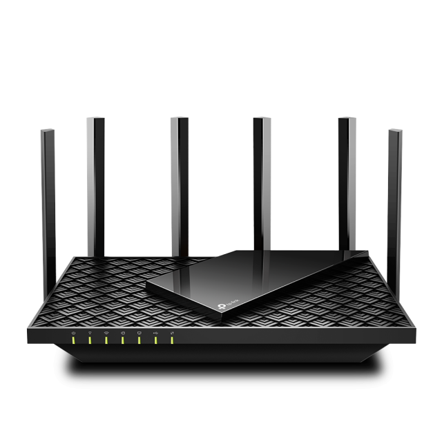 Рутер TP-Link Archer AX72,  MU-MIMO AX5400, Dual-Band WiFi 6, 2.4/5 GHz, 574/4804 Mbps, 4 x LAN 1000, 1 x WAN 1000, 1 x USB 3.0, 6 x външни антени