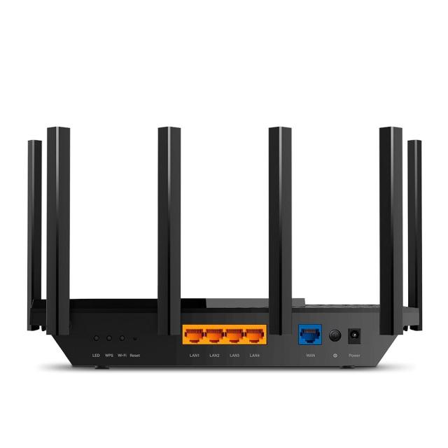 Рутер TP-Link Archer AX72,  MU-MIMO AX5400, Dual-Band WiFi 6, 2.4/5 GHz, 574/4804 Mbps, 4 x LAN 1000, 1 x WAN 1000, 1 x USB 3.0, 6 x външни антени