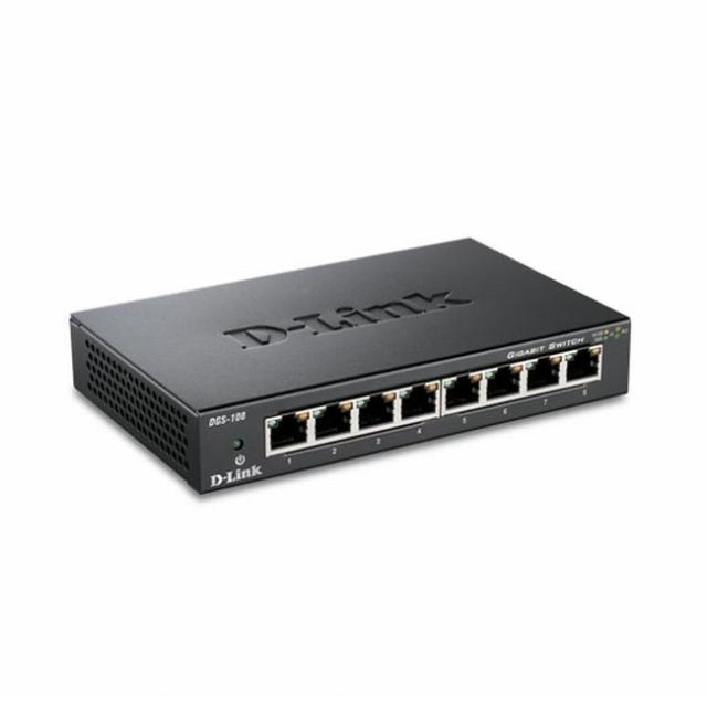 Суич D-Link DGS-108/E, 8 портов, 10/100/1000, Gigabit, метален корпус