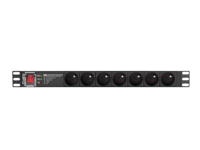 Филтър Lanberg power distribution unit (PDU) PRO 19" 1U 16A 2M 7X FRENCH OUTLETS SPD-3MP Black
