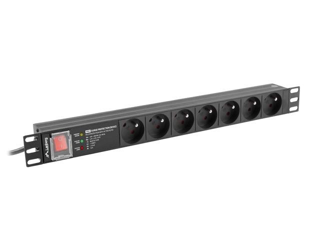 Филтър Lanberg power distribution unit (PDU) PRO 19" 1U 16A 2M 7X FRENCH OUTLETS SPD-3MP Black
