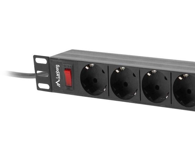 Филтър Lanberg power distribution unit (PDU) 19" 1U 16A 9xSchuko outlets,black
