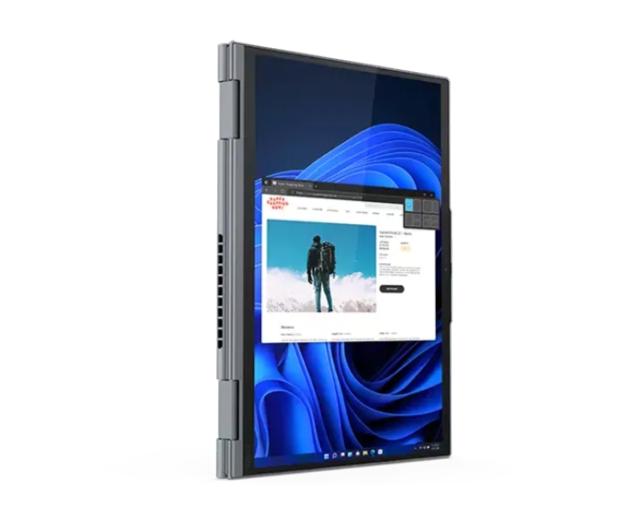 Лаптоп Lenovo ThinkPad X1 Yoga G7 (12-ядрен) Intel Core i7-1260P (up to 4.7GHz, 18MB), 16GB LPDDR5 5200MHz, 512GB SSD, 14" WQUXGA (3840x2400) OLED AR, Touch, Intel Iris Xe Graphics, IR&1080p Cam, Backlit KB, FPR, Storm Grey, Win 11 Pro