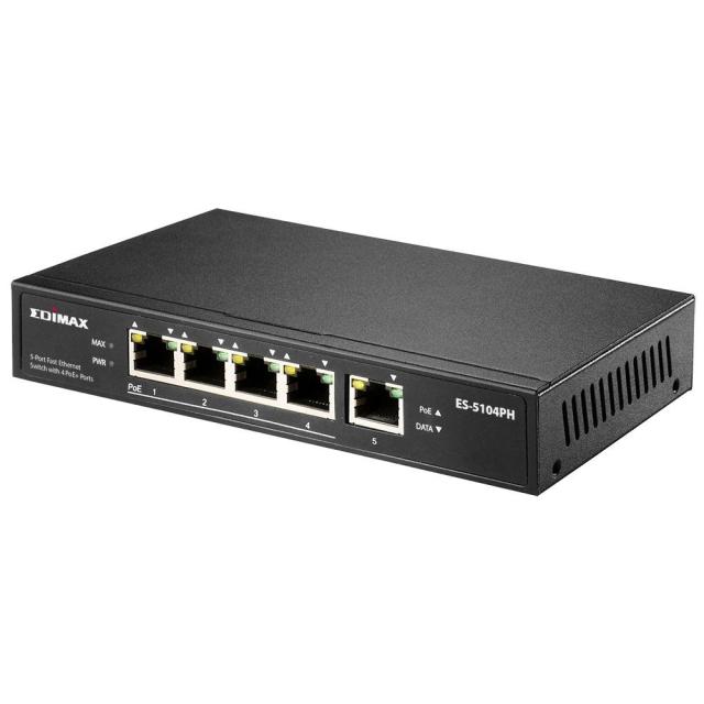 Суич Edimax ES-5104PH, 5 порта, 4 PoE+ Ports