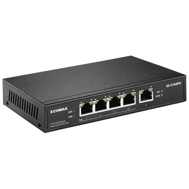 Суич Edimax ES-5104PH, 5 порта, 4 PoE+ Ports