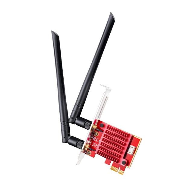 Мрежова PCI Express карта Cudy WE3000S, 3-бандов, 2.4GHz(574Mps) / 5GHz(2400Mbps) / 6GHz(2400Mbps), Bluetooth 5.2