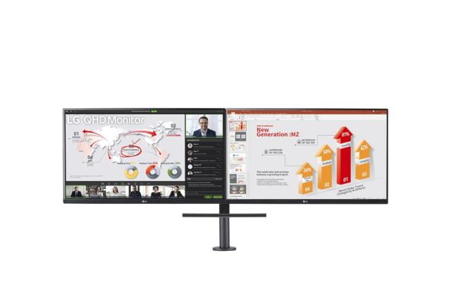 Монитор LG 27QP88D-B, 27" QHD Monitor Ergo Dual with Daisy Chain (2560x1440) IPS AG, sRGB 99%, HDR10, 75Hz, 5ms, 1000:1, Mega DFC, 350 cd/m2, AMD FreeSync, USB type-C, HDMI, Reader Mode, DisplayPort, Ergo Dual Stand with C-Clamp & Grommet, Tilt/Heigh