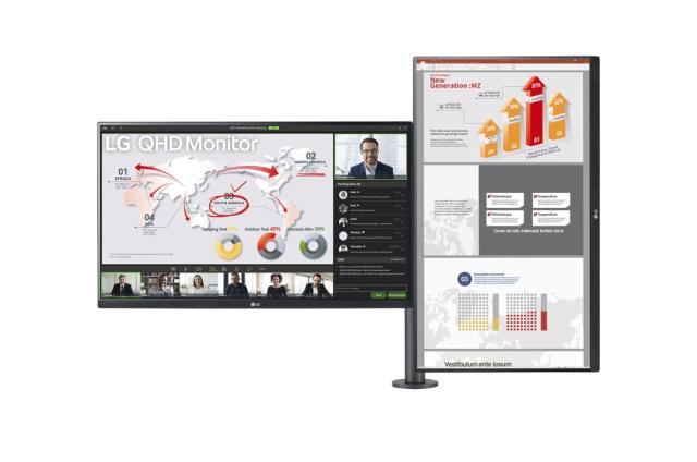 Монитор LG 27QP88D-B, 27" QHD Monitor Ergo Dual with Daisy Chain (2560x1440) IPS AG, sRGB 99%, HDR10, 75Hz, 5ms, 1000:1, Mega DFC, 350 cd/m2, AMD FreeSync, USB type-C, HDMI, Reader Mode, DisplayPort, Ergo Dual Stand with C-Clamp & Grommet, Tilt/Heigh