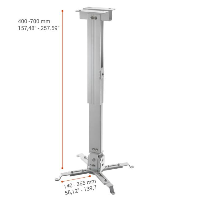 Стойка за проектор за таван Celexon MultiCel 4070W, до 25 кг, регулируема, бял
