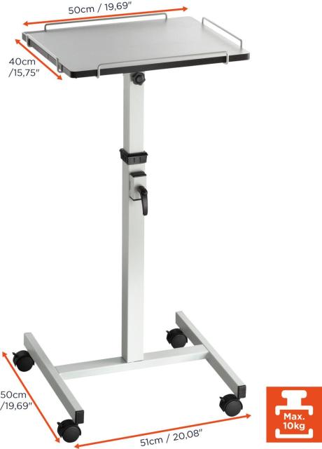 Прожекционна маса Celexon PT2000G, 50 x 40 cm, регулируема на височина - 80 - 125 см, 1 платформа, сива