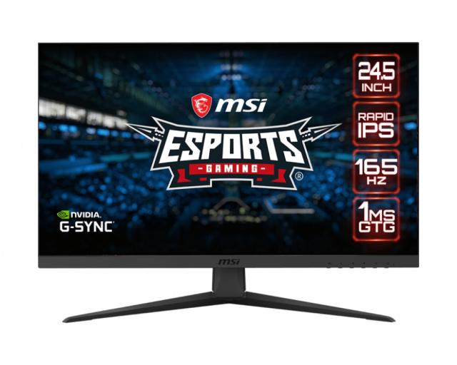 Монитор MSI Optix G251F, 24.5", Flat, Rapid IPS, 165HZ, 1ms, 1920x1080 (FHD), 16:9, HDR 400, G-SYNC Compatible, Anti-Flicker and Less Blue Light, Frameless Design, HDMI, DP, USB hub,Vesa 100,FRAMELESS, 36M