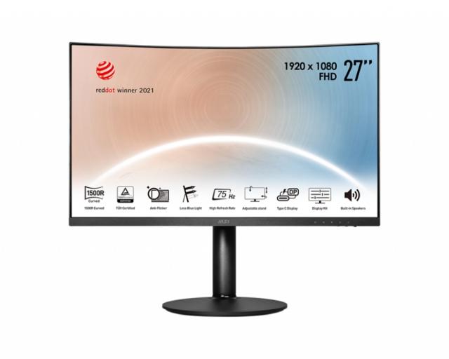 Монитор MSI Modern MD271CP, 27"1920x1080 (FHD), 75Hz, 4ms, VA, 250 nits, 1500R, USB-C & HDMI, Adaptive Sync, CURVED, Type-C, Height Adjustable Stand, Eye care