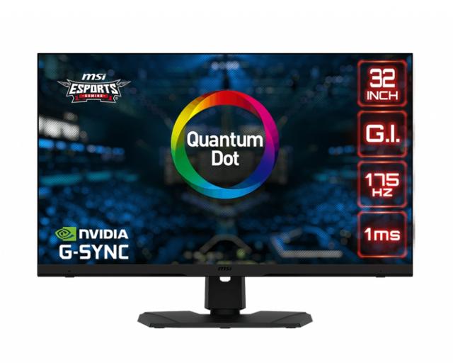 Монитор MSI Optix MPG321QRF QD, 32" Quantum dot, Flat, Rapid IPS, 2560x1440 (WQHD), 16:9, G-SYNC Compatible, 175Hz, 1ms, ANTI - FLICKER, LESS BLUE LIGHT, Gaming OSD App, Night Vision, Mystic Light, Adjustable Stand