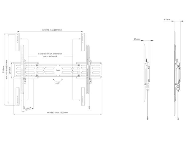 Стойка Neomounts Select Screen Wall Mount (fixed, VESA 800x600-1500x900)