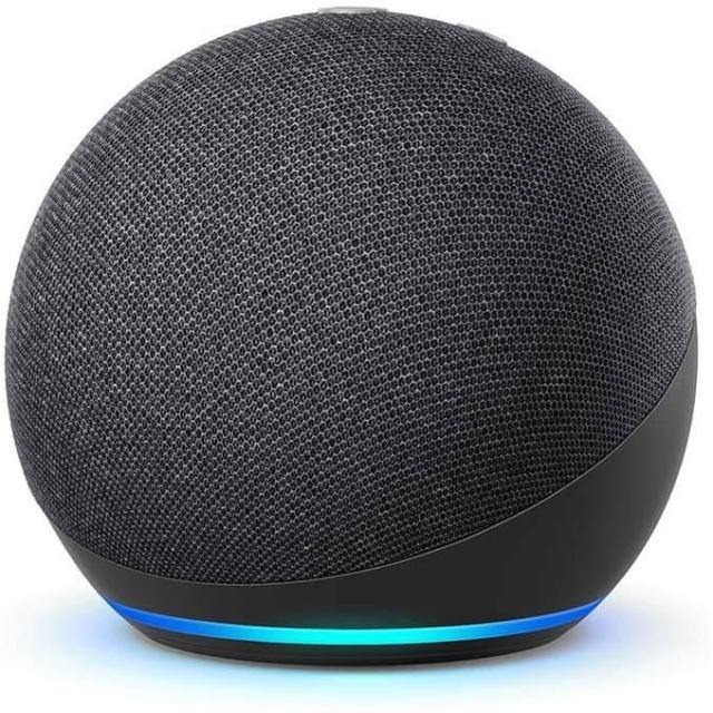 Преносима смарт тонколона Amazon Echo Dot 4, 3W, микрофон, Wi-Fi, Bluetooth, AUX, гласов асистент, Черен