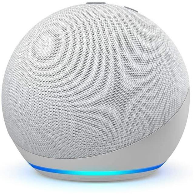 Преносима смарт тонколона Amazon Echo Dot 4, 3W, микрофон, Wi-Fi, Bluetooth, AUX, гласов асистент, бяла
