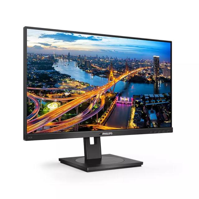 Монитор Philips 242B1V/00, 23.8" IPS WLED, 1920x1080@75Hz, 4ms GtG, Normal: 350cd m/2 /Privacy: 180cd m/2, 1000:1, 50M:1 DCR, Adaptive Sync, FlickerFree, Low Blue Mode, 2Wx2, Tilt, Height Adjust, Pivot, Swivel, D-SUB, DVI, HDMI, DP, USB hub