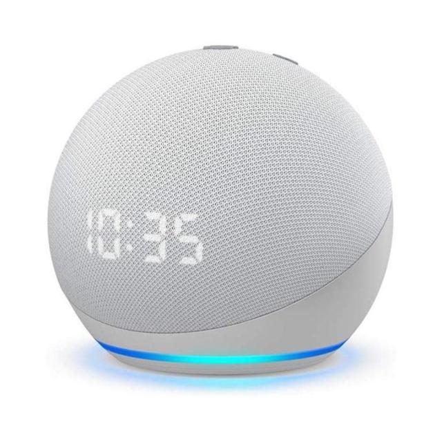 Преносима смарт тонколона Amazon Echo Dot 4, 3W, микрофон, Wi-Fi, Bluetooth, AUX, гласов асистент, бяла
