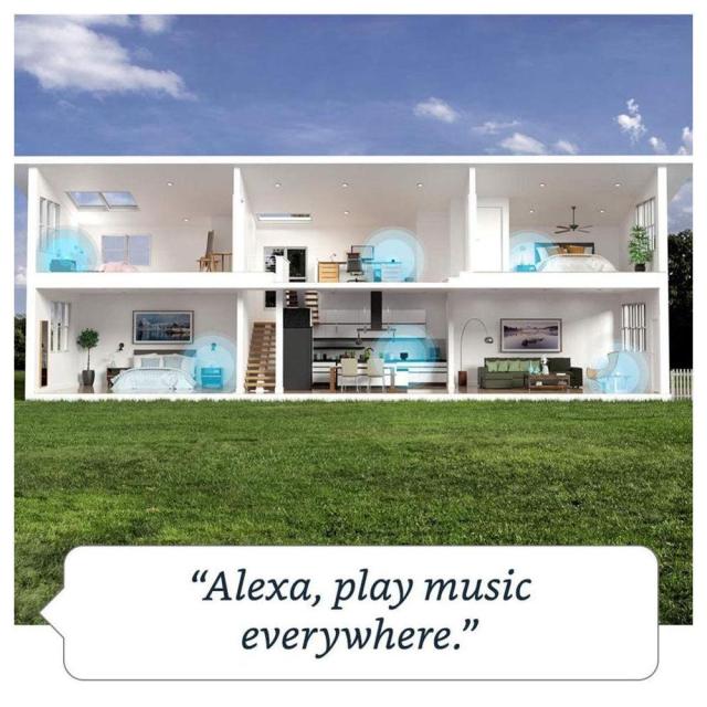 Преносима смарт тонколона Amazon Echo Dot 4, 3W, микрофон, Wi-Fi, Bluetooth, AUX, гласов асистент, бяла