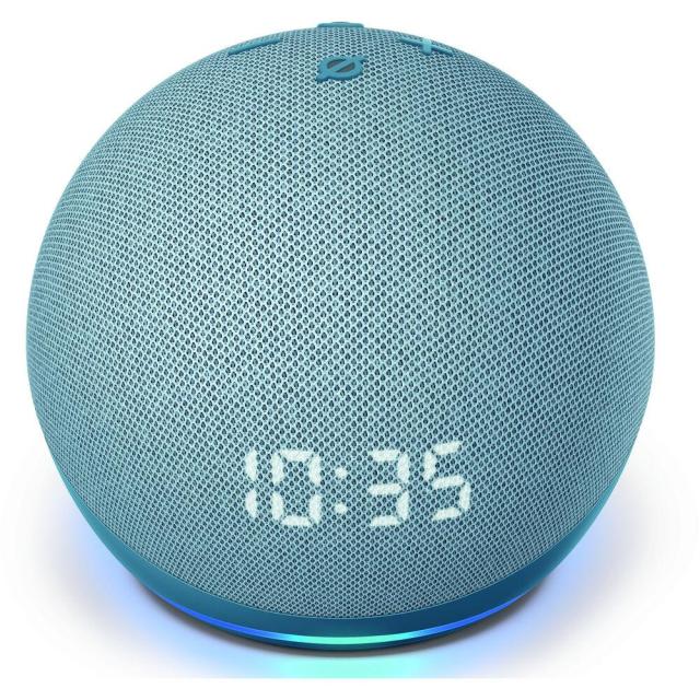 Смарт тонколона Amazon Echo Dot 4 Clock, 3W, микрофон, Wi-Fi, Bluetooth, AUX, гласов асистент, часовник, син