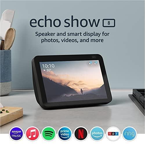 Смарт тонколона Amazon Echo Show 8 (Gen 2), сензорен екран, гласов асистент, Черен