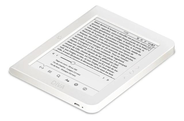 eBook четец BOOKEEN Diva HD 6", тъч, подсветка, 300dpi, бял