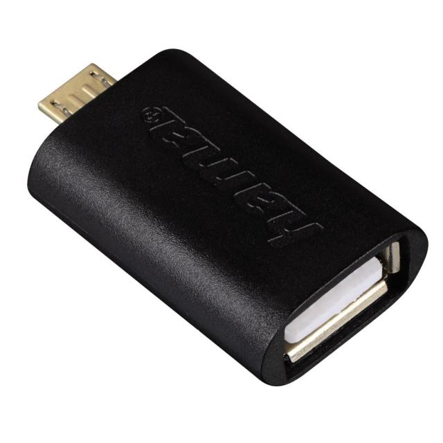 Адаптер OTG HAMA, USB 2.0 micro B мъжко - A женско, Черен