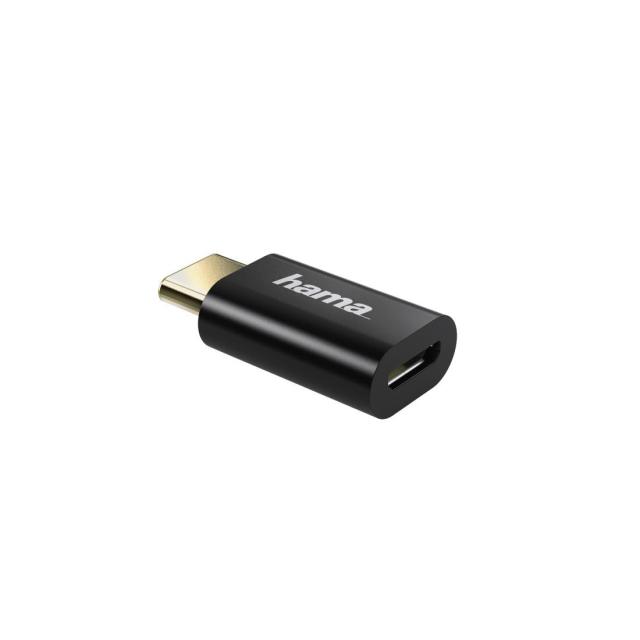 Адаптер HAMA, Micro USB женско - USB-C мъжко, 480 Mbit/s,Черен
