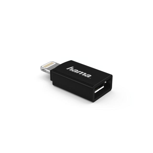Адаптер HAMA, micro USB - Lightning, Черен
