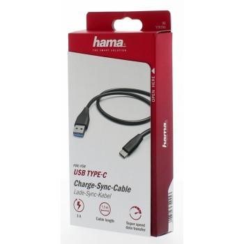 Кабел HAMA, USB-C мъжко - USB 3.1 A мъжко, 5Gbit/s, 1.5 м., Черен