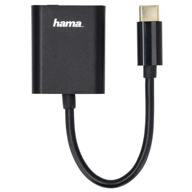 Адаптер и зарядно HAMA 135748, 2 в 1, USB-C - USB-C/3.5 мм аудио жак, Черен