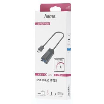 Адаптер HAMA USB-C мъжко - USB-A(ж) 3.2 Gen1, 5Gbit/s, 0.15 м., Черен