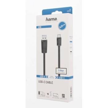 Кабел HAMA USB Тъпе-C към USB-A(м), USB 3.2 Gen 1, 5Gbit/s, 0.25 м., Черен