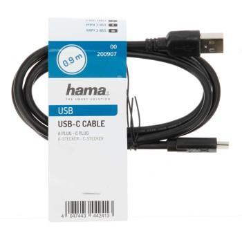 Кабел HAMA USB Type-C към USB-A(м), 2.0 , 0.9 м., 480Mbit/s,булк опаковка