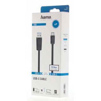 Кабел HAMA USB-C(м) 3.2 Gen 2 към USB-А(м), 1 м, 10 Gbit/s.,3А