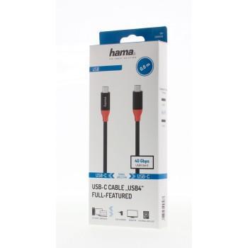 Кабел HAMA Essential Line, USB 4 Gen3, USB-C мъжко-мъжко, 40 Gbit/s, 0.8 м, Черен