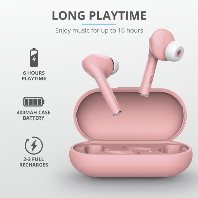 Слушалки TRUST Nika Touch Bluetooth Earphones Pink