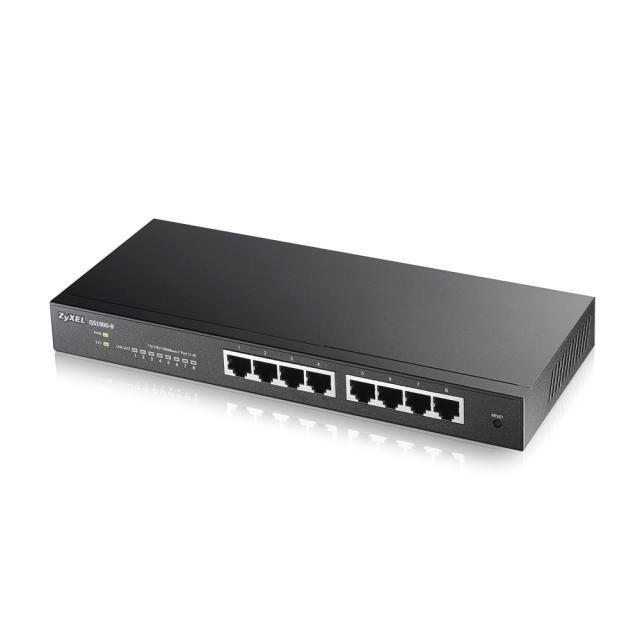 Комутатор Zyxel GS1900-8 v2, 8 port GbE L2 smart switch, desktop, fanless