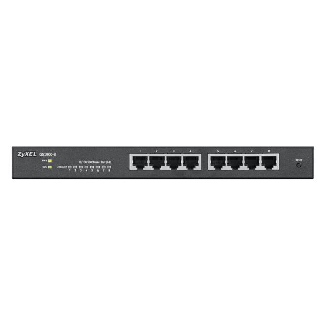 Комутатор Zyxel GS1900-8 v2, 8 port GbE L2 smart switch, desktop, fanless