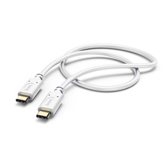 Кабел HAMA, USB-C мъжко - USB-C мъжко, 1.5 м, 480 MBit/s, Бял