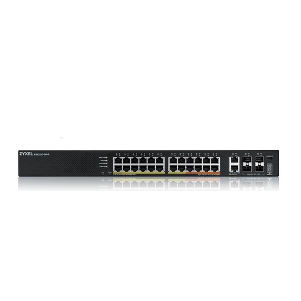 Комутатор ZyXEL XGS2220-30HP, L3 Access Switch, 400W PoE, 16xPoE+/10xPoE++, 24x1G RJ45 2x10mG RJ45, 4x10G SFP+ Uplink, incl. 1 yr NebulaFlex Pro