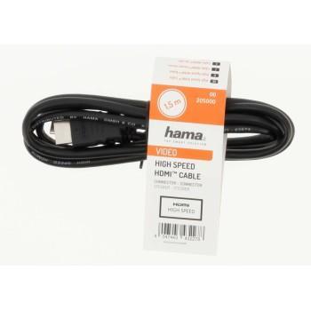 Кабел HAMA 205001, HDMI мъжко - HDMI мъжко,10.2 Gbit/s, 1080p, 3 м, Екраниран, Черен