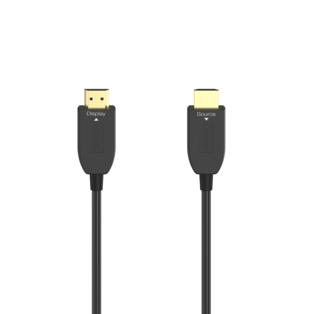 Оптичен активен кабел HAMA Optical, HDMI мъжко - HDMI мъжко, Ethernet, 8K, 3м, Позл.конектори, Черен