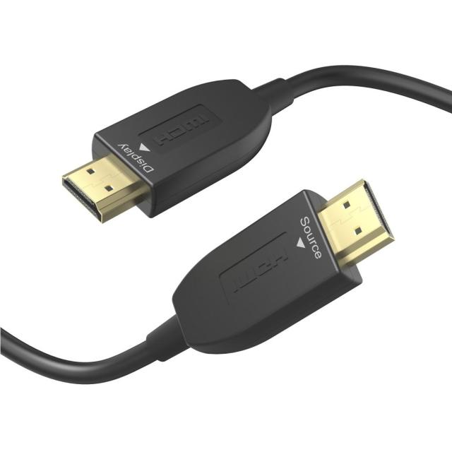 Оптичен активен кабел HAMA Optical, HDMI мъжко - HDMI мъжко, Ethernet, 8K, 3м, Позл.конектори, Черен