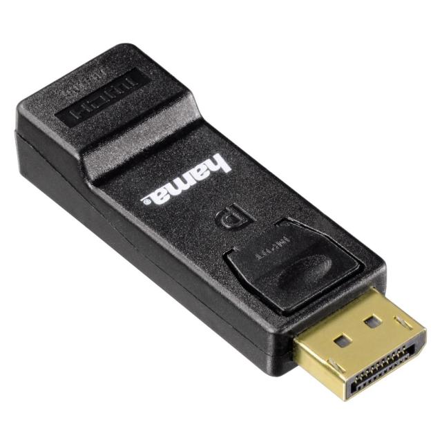Адаптер HAMA 54586, DisplayPort мъжко - HDMI женско, Ultra HD, 3 звезди, Черен