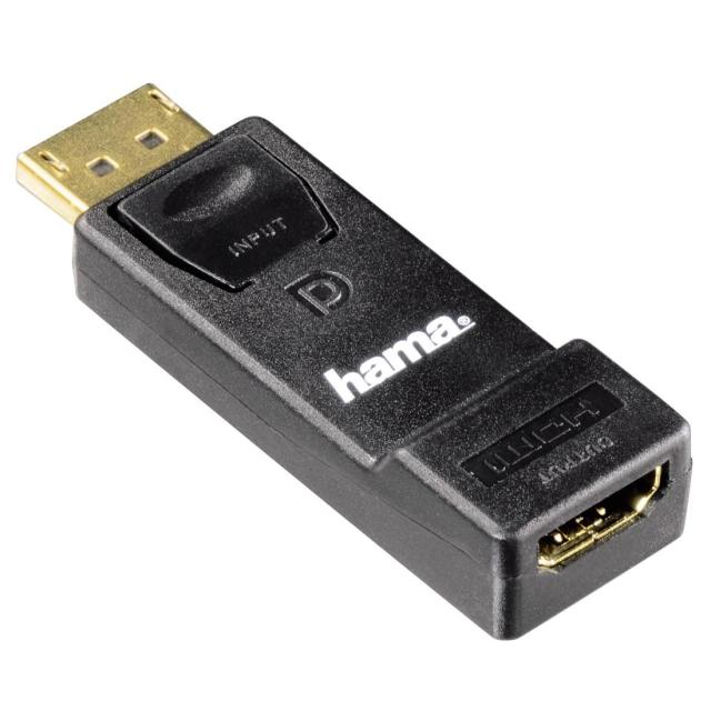 Адаптер HAMA 54586, DisplayPort мъжко - HDMI женско, Ultra HD, 3 звезди, Черен