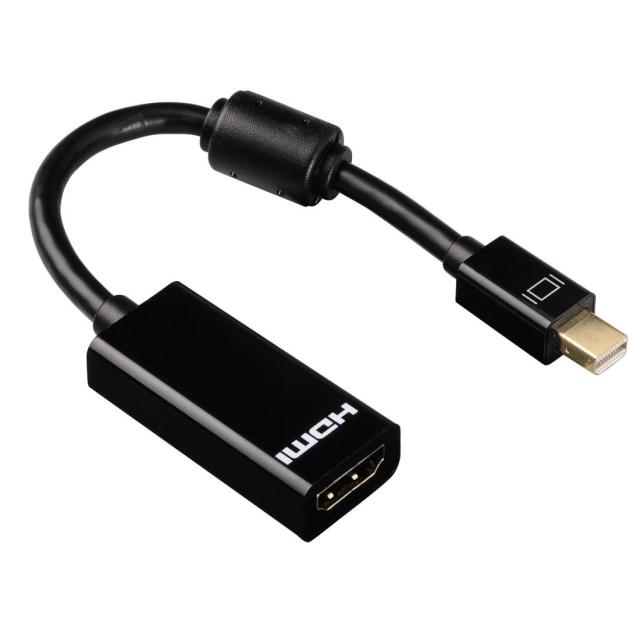 Адаптер HAMA 53768, Mini DisplayPort мъжко - HDMI женско, 3 звезди, Позлатени конектори, Черен