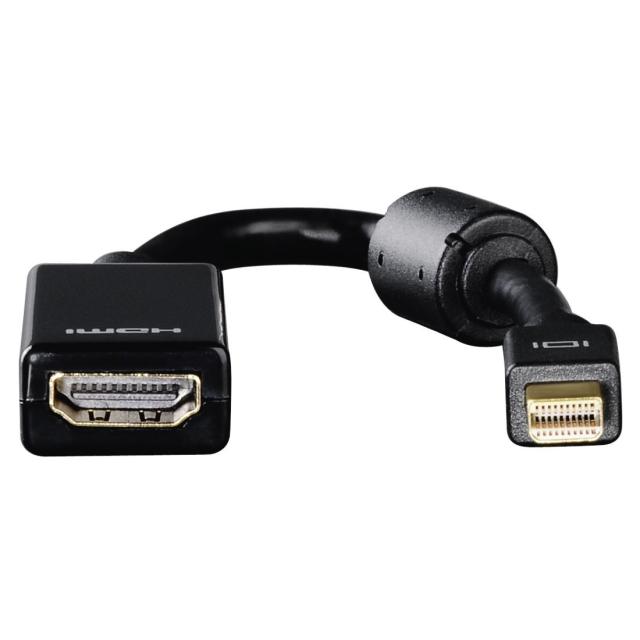 Адаптер HAMA 53768, Mini DisplayPort мъжко - HDMI женско, 3 звезди, Позлатени конектори, Черен
